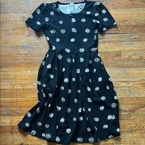 LulaRoe Amelia Black Dress with White Pattern